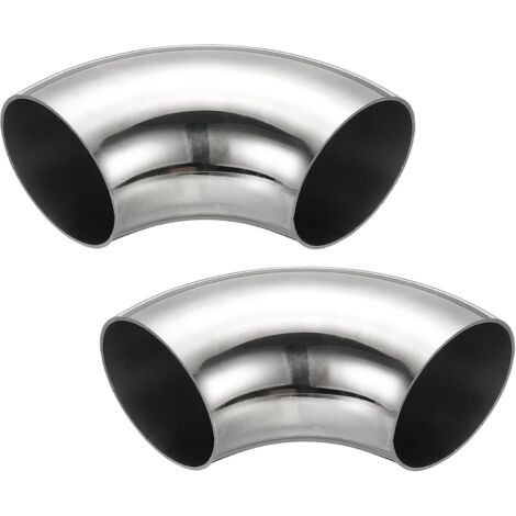 2pcs Coude À 90 Degrés Mandriné, 60mm OD En Acier Pour Échappement Raccord De Tuyauterie Inoxydable 304 Main Courante Escalier HVAC - 57 mm