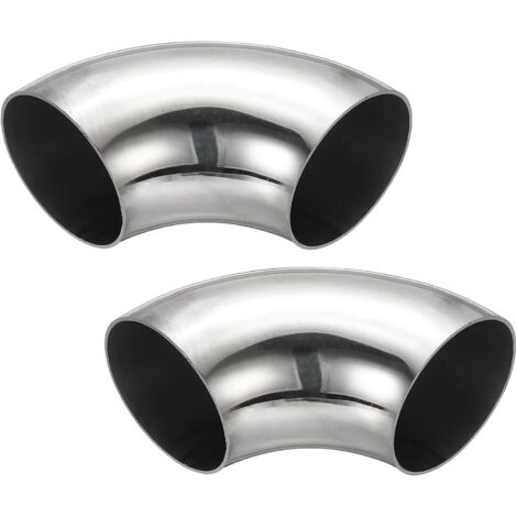 2pcs Coude À 90 Degrés Mandriné, 60mm OD En Acier Pour Échappement Raccord De Tuyauterie Inoxydable 304 Main Courante Escalier HVAC -