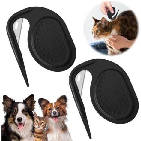 2pcs Coupe Noeud Chat,3 en 1 2024 Pet Knot Opener Coupe Noeud Chat Poil Long Utilisé pour Lépilation des Poils Enchevêtrements,Noir