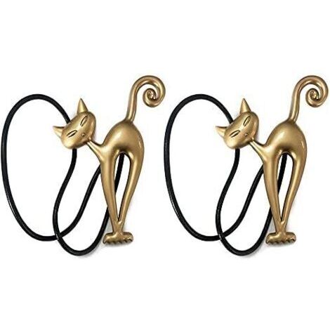 2PCS Créatif Embrasses Rideaux Aimanté, Attaches de Rideaux Magnétiques en Résine, Motif de Chat Rétro, Boucle de Rideau avec Magnétisme Fort, Exquis Accessoires Décoratif Pour Maison Bureau H