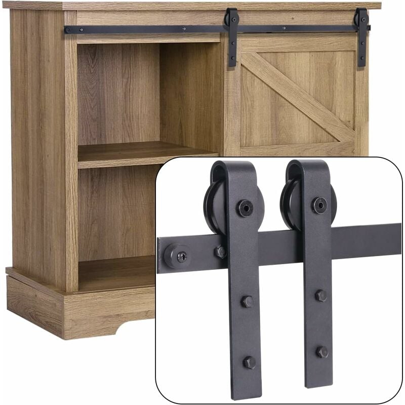 Quincaillerie Système de Rail de Placards Mini kit de Matériel Rail Porte Coulissante pour Rangement Armoire Meubles tv Une Porte 3FT/0,9M