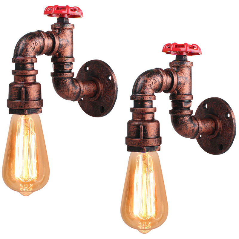 2PCS Creative Retro Wall Lamp Vintage Metal Wall Sconce Industrial Wall Light for Living Room Kitchen Restaurant Copper E27 60W