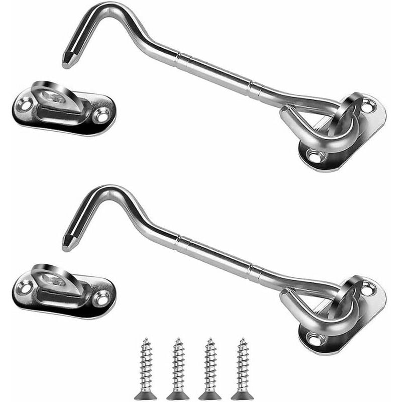 2pcs Crochet Cabine Crochet Fermeture Porte Verrous et Boulons pour Serrures Porte Loquet Portail Support Fenêtre pour Entretoise Silencieux- 101mm