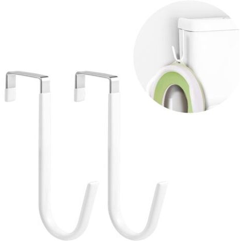 2pcs Crochet de Porte sans Percage, Multifonctionnel Cintres de Porte en Forme de Z Sans Perceuse Crochet pour Vêtements Armoires Accrocher Siège d'Entraînement de Pot (Blanc)