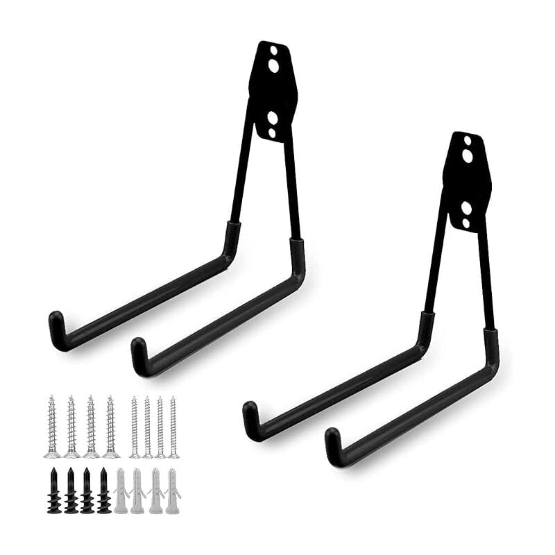 Linghhang - 2pcs Crochet de Rangement de Garage en Acier,Stockage outils garage Crochets avec Revêtement Anti-Dérapant Support Lourd pour Accrocher