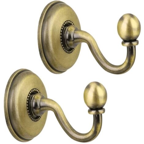 2Pcs Crochets Ronds Vintage en Alliage, Crochets Embrasse à Rideau, Crochet Mural Embrasses à Rideaux avec 4 Vis pour Suspendre Les Rideaux, Chapeau, Veste(Bronze)