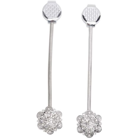 2Pcs Crystal Curtain Magnetic Tieback Stainless Steel Elegant Flower Curtain Clips Buckle for Living Room Bedroom