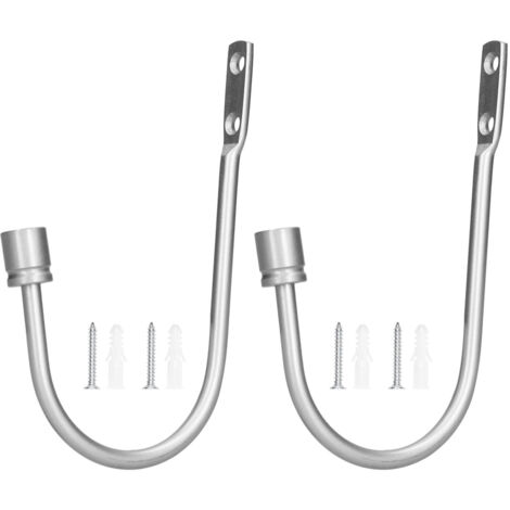 2Pcs Curtain Hook Aluminum Alloy U Shaped Cylinder Fixed Drapery Holdback for Home Office BedroomSilver