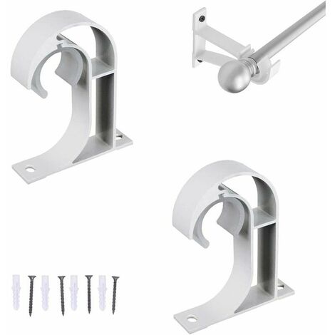 2pcs Curtain Rod Bracket, Aluminum Alloy Single Curtain Rod Bracket, Extension Socket Pole Bracket, Ceiling Curtain Rod Bracket for 28mm, White