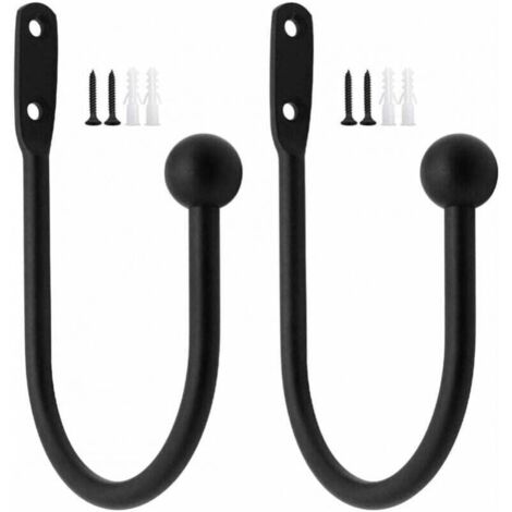 2pcs Curtain Tiebacks Decorative Window Hooks Curtain Holdbacks Metal Curtain Tiebacks for Heavy and Light Curtains Hooks - Black MUMU