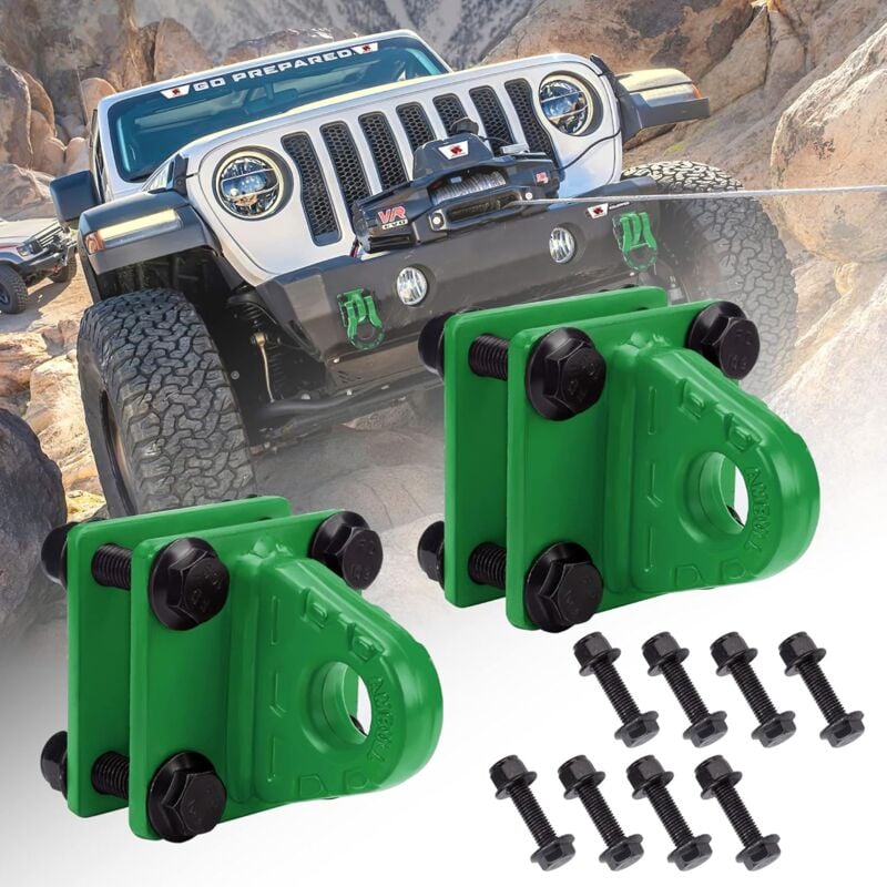 2pcs d - ring Manille avec plaque arrière, 5 tonnes boulonné u clip Mount Bumper Manille support, Vert clair
