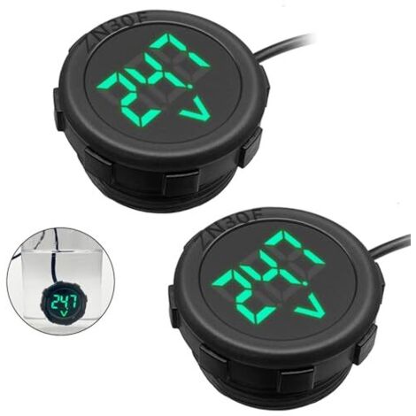 2Pcs DC 4V-100V Afficheur Numérique Voltmètre LED Voiture Étanche Affichage Tension Batterie Testeur de pour Moto, Bateau, Camion, Caravane, marine(Vert) Green -