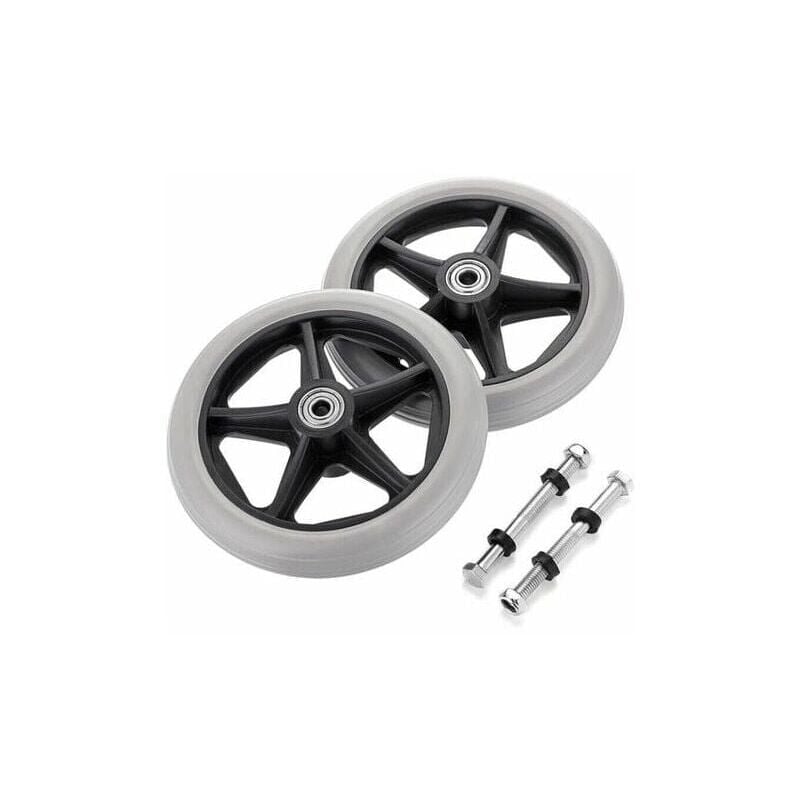 SNQ - 2PCS de 6 pouces Roue en Caoutchouc de Remplacement pour Fauteuil Roulant Roues avant Rollator Walker Roulettes de Remplacement Antidérapantes,