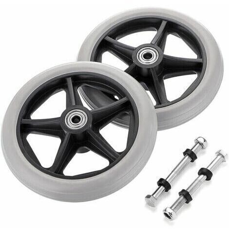 -2PCS de 6 pouces Roue en Caoutchouc de Remplacement pour Fauteuil Roulant Roues avant Rollator Walker Roulettes de Remplacement Antidérapantes