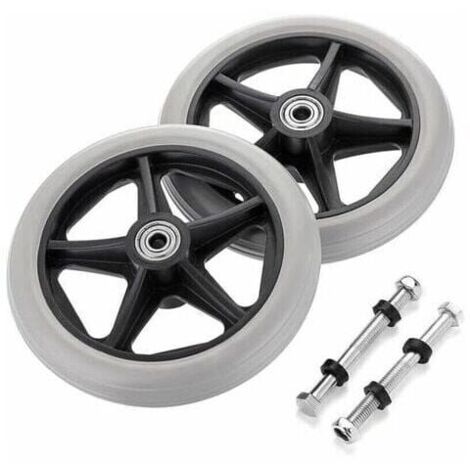 2PCS de 6 pouces Roue en Caoutchouc de Remplacement pour Fauteuil Roulant Roues avant Rollator Walker Roulettes de Remplacement Antidérapantes