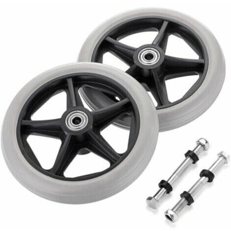 -2PCS de 6 pouces Roue en Caoutchouc de Remplacement pour Fauteuil Roulant Roues avant Rollator Walker Roulettes de Remplacement Antidérapantes,
