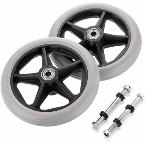 2PCS de 6 pouces Roue en Caoutchouc de Remplacement pour Fauteuil Roulant Roues avant Rollator Walker Roulettes de Remplacement Antidérapantes Roulettes Roues Accessoires de Roue de Remplacement pour