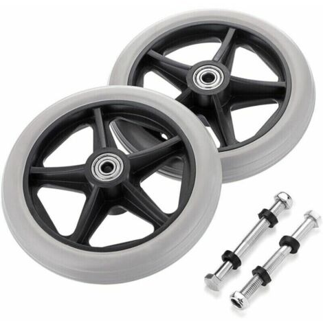 2PCS de 6 pouces Roue en Caoutchouc de Remplacement pour Fauteuil Roulant Roues avant Rollator Walker Roulettes de Remplacement Antidérapantes Roulettes Roues Accessoires de Roue de Remplacement pour