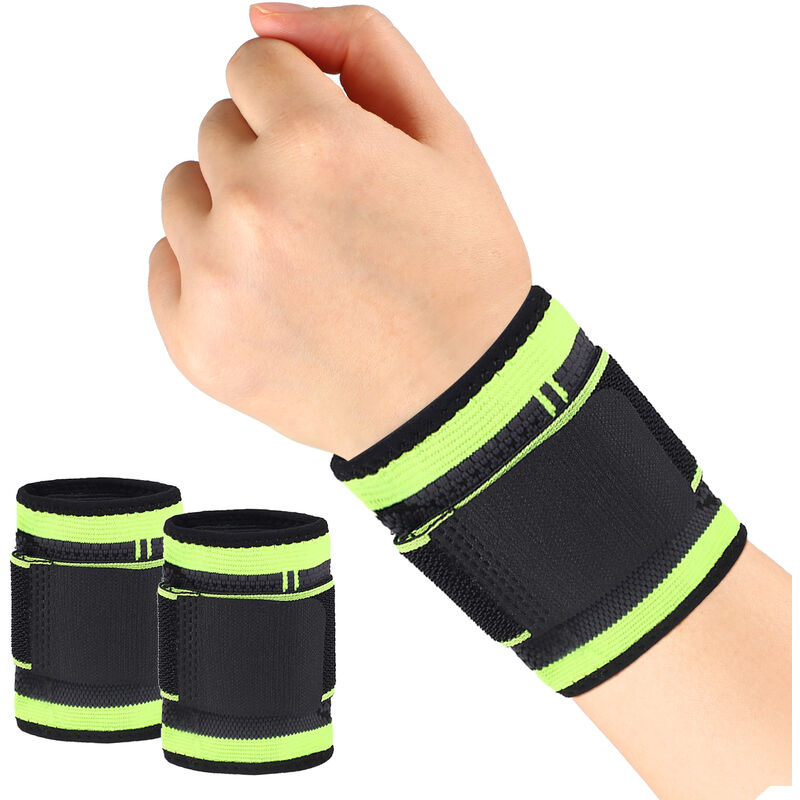 

Asupermall - 2pcs deportes munequera vendaje munequera munequera con correa ajustable para fitness,Negro y verde, M - 2 piezas