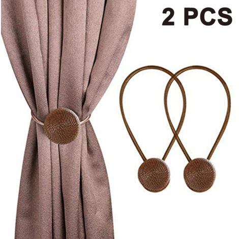 2pcs Deux embrasses magnétiques pour rideaux, fixations décoratives sans perçage, solides fixations magnétiques tissées pour rideaux, adaptées aux petits rideaux transparents ou voilages.