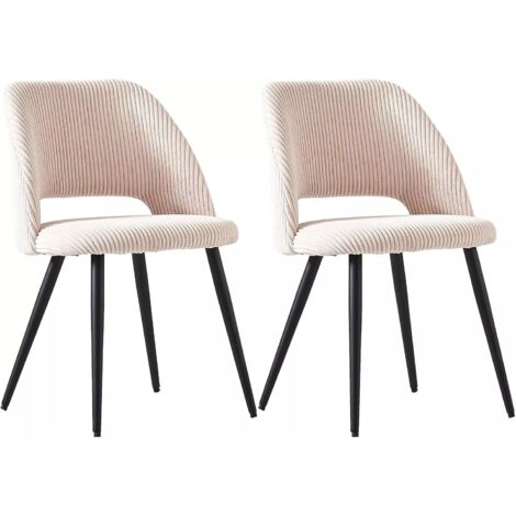 2PCS Dining Chairs Velvet Set Padded Seat Metal Leg Kitchen Chair Home Office,Beige
