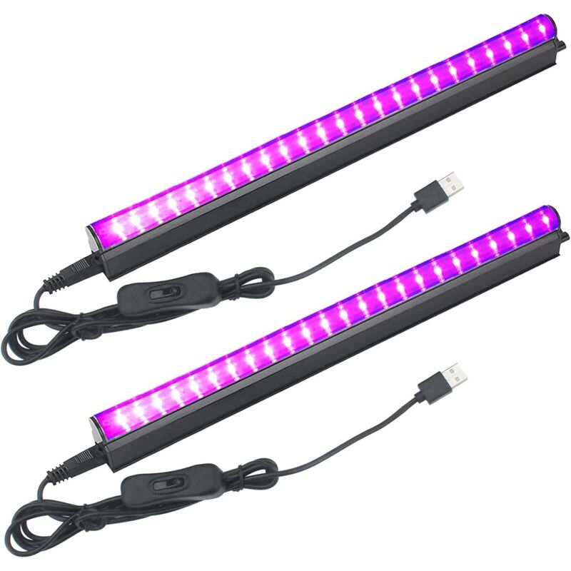 Kcvv - 2pcs Diode électroluminescente 5W uv led Tube Lumière Noire, 24 Leds Barre de Lumières uv 5V Port usb 395nm pour Halloween Noël Soirée Body