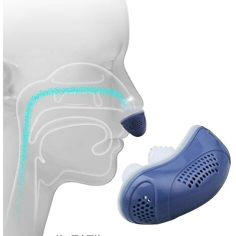 2PCS - Dispositif anti-ronflement Cpap microélectrique Arrêter l'apnée du sommeil Bouchon d'aide au ronflement Bleu