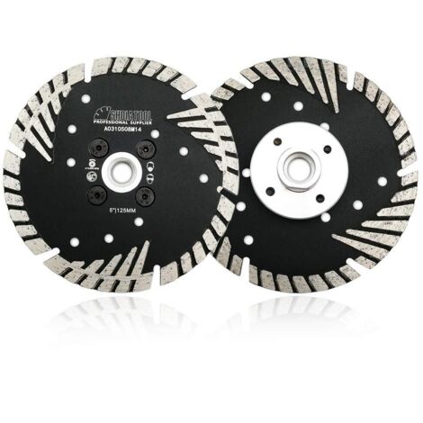 2pcs disque diamant, 125mm, m14, turbo, dents obliques, béton brique granit