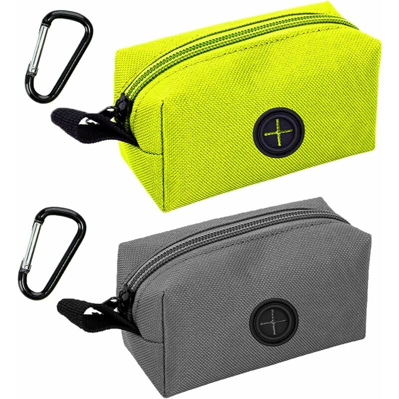 2pcs Distributeur de Sacs à Déjections Canines Déchets pour Chien Portable Avec Mousqueton Clip Ramasse-Crottes Chiens La Promenade,T-Audace