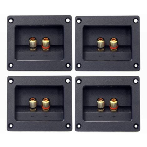 2pcs DIY Home Car Stereo 2-way Speaker Box Terminal Round Square Spring Cup Connector Binding Post Banana Jack and Plugs Subwoofer Plugs 93x80mm (Black)