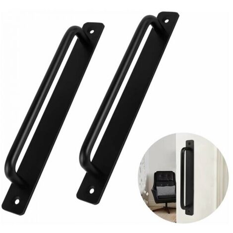 2pcs Door Handles, Black Aluminum Alloy, Sturdy Sliding Door Handles for Interior and Exterior Doors, Barn Doors, Closet, Bedroom Doors, with 4 Screws, Black