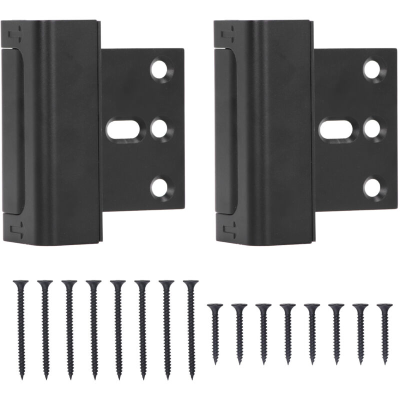 2Pcs Door Home Security Lock Aluminum Alloy Childproof Door Reinforcement Lock with Screws for Inward Swinging Door