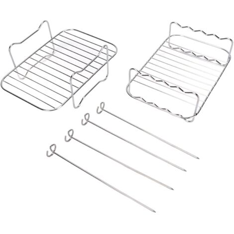 2PCS Double Layer Fryer Rack Set 304 Stainless Steel Stackable Rectangular Fryer Skewer Rack for Fryer Accessories