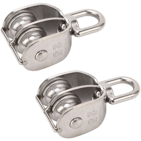 2pcs double poulie en acier inoxydable M25 bloc 150 kg rouleau de roue pivotant