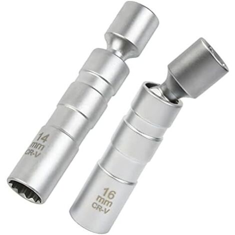 2pcs Douille Bougie 16mm/14mm, Clé a Magnétique,Clé à pour d'Allumage,Entraînement Magnétique 12 Points Retirer Les Bougies D'allumage Automobiles -