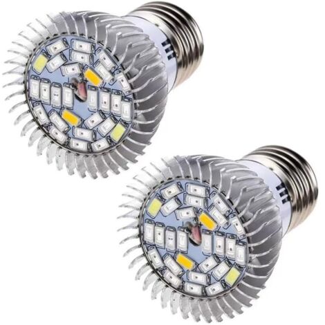 2pcs E27 Lumière de Croissance des Plantes 85-265V LED Grow pour Jardin Hydroponique Intérieur Serre 18W