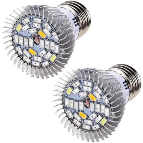 2pcs E27 Lumière de Croissance des Plantes 85-265V LED Grow pour Jardin Hydroponique Intérieur Serre 18W