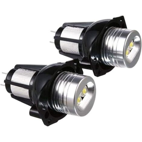 2Pcs E90 Halo Ring LED Light 6W Marker Bulb Xenon White, Phare Automobile Lampe de Direction Signal de Frein Feu arrière de recul (Noir)
