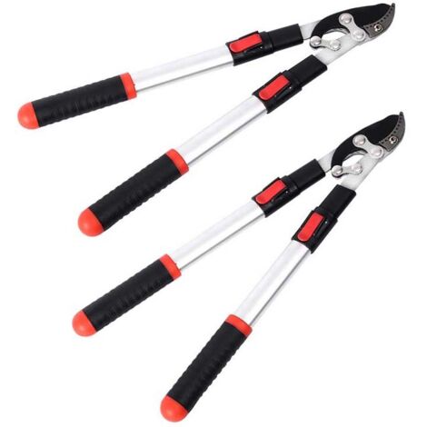 2PCS Ébrancheur professionnel à enclume 50–72 cm, coupe-branches lourd action composée, manches télescopiques, lame SK5 robuste, outil d’élagage jardin