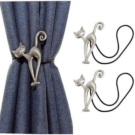 2Pcs Embrasse à Rideaux Magnétique Attache Rideau Aimanté Boucle de Rideau Magnifique Clip Rideau en Motif de Chat Accessoires pour Rideaux pour Maison Salon Chambre Bureau