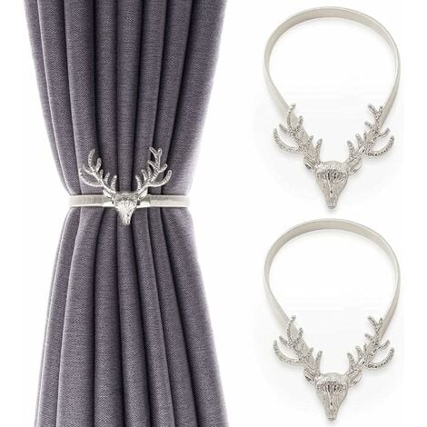 2Pcs Embrasses à Rideaux Attache de Rideaux avec Crochet en Métal Boucle de Rideau Forme de Cerf Pince à Rideau Retenue de Rideau Moderne Accessoire Décoratif Fenêtre pour Chambre Bureau Hôtel