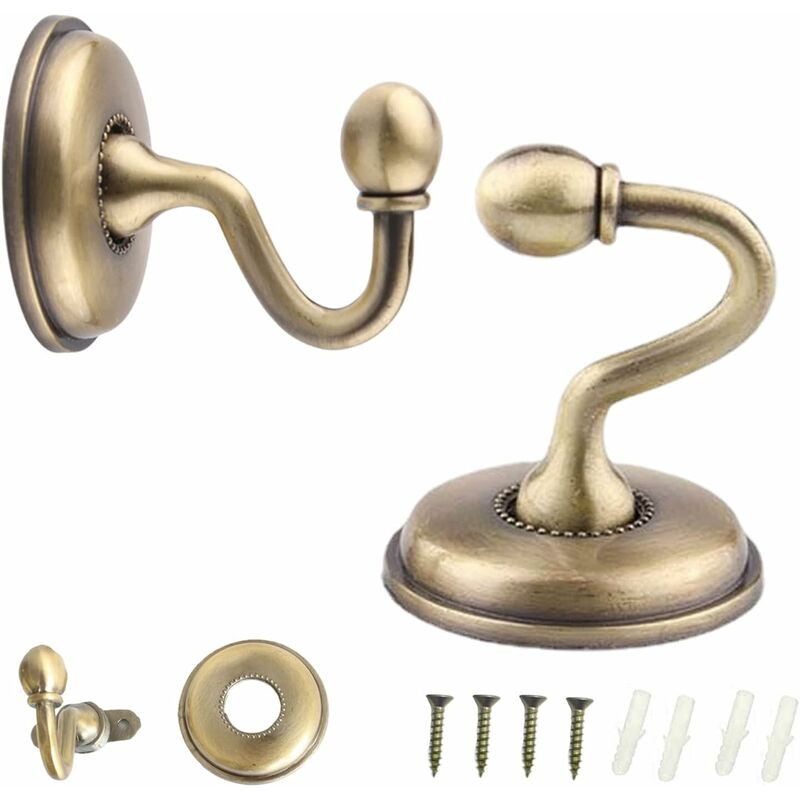 2Pcs Embrasses de Rideaux Crochets,Rideau Crochet en Bronze,Vintage u Support Mural Crochet pour Suspendre Les Rideaux,Chapeau,Vest