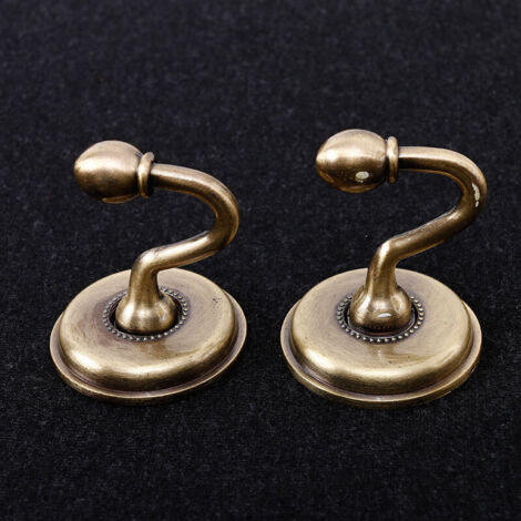 Lot De 2 Embrasses De Rideaux Anciennes En Bronze Ou Laiton – Doré, Avec Crochets Muraux