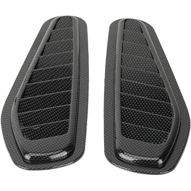 2pcs En Fiber De Carbone Style De Voiture Décoratif Débit D'air Prise Scoop Bonnet D'évacuation Couverture de Capot Universel