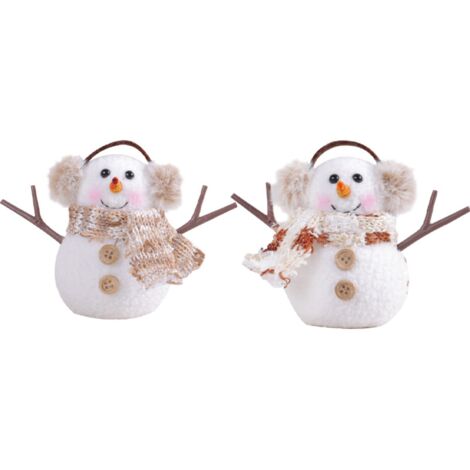 2pcs Enchanting Illuminated Mini Snowman Ornament for Christmas Home Decor