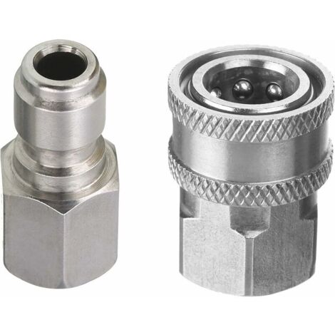 2pcs Ensemble d'adaptateurs pour nettoyeur haute pression, kit de connexion rapide 3/8 pouces, raccord femelle, acier inoxydable, 5000 PSI