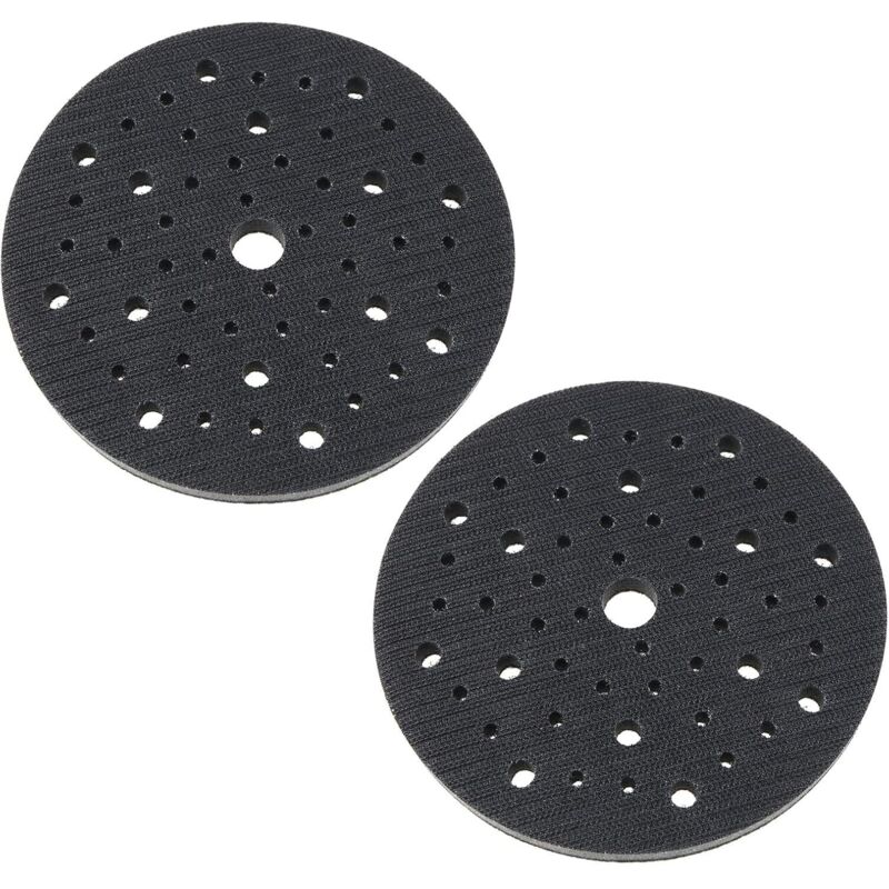 2pcs Éponge Douce Tampon d'interface 150mm Tampon de Ponçage 53 Trous pour Ponceuse Coussin Tampon Résistant aux Chocs Dédiés Remplacement Crochet et
