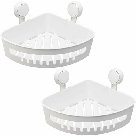 TAILI 2PCS Étagère Angle à Ventouse Douche sans Perçage & Réutilisable  Serviteur Douche à Ventouse de Coin Simple d'Installation Charge 10KG  Rangement de la Douche Salle de Bain & Cuisine : 