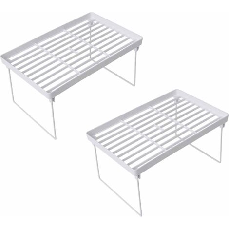 2pcs-Étagère de rangement pour salle de bain, organiseur de comptoir de cuisine, étagère de rangement pliable，Parfait pour une utilisation quotidienne，blanc