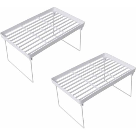 2pcs-Étagère de rangement pour salle de bain, organiseur de comptoir de cuisine, étagère de rangement pliable，Parfait pour une utilisation quotidienne，blanc